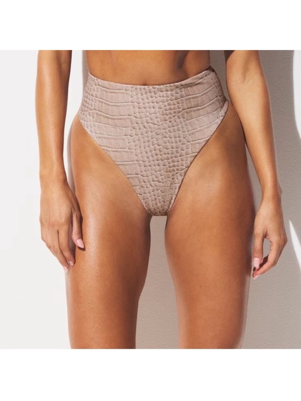 Skims Signature Swim Mid Waist Bottoms Dune Crocodile Print XL